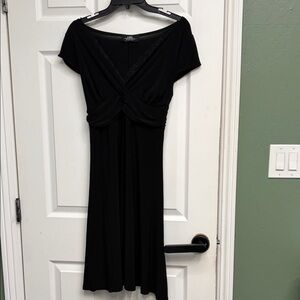 Tailor B. Moss Black Twist-Front Midi Dress